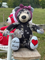 Memory Bear with Handwriting from Loved Ones, Made from Clothing, Memorial Keepsake, Remembrance Gift