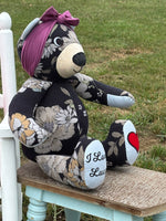 Memory Bear with Handwriting from Loved Ones, Made from Clothing, Memorial Keepsake, Remembrance Gift