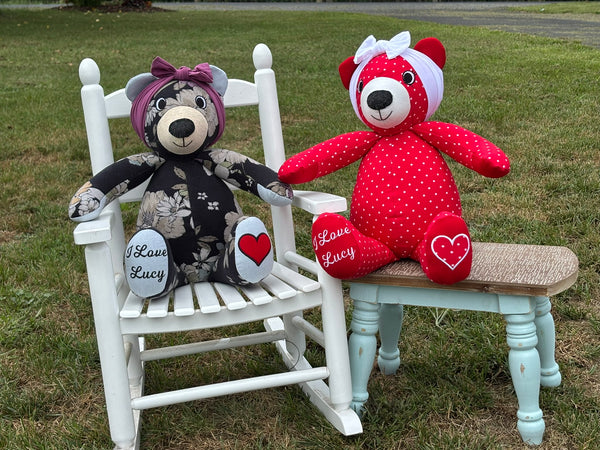 Memory Bear with Handwriting from Loved Ones, Made from Clothing, Memorial Keepsake, Remembrance Gift