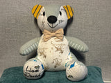 12in. Melody Memory Bear, Keepsake Memorial Bear Made from Clothing with Embroidery Option