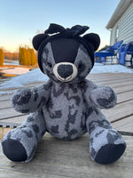 Memory Bear with Movable Arms and Legs, Memorial Gift Made from Loved One's Clothing, Embroidery Options