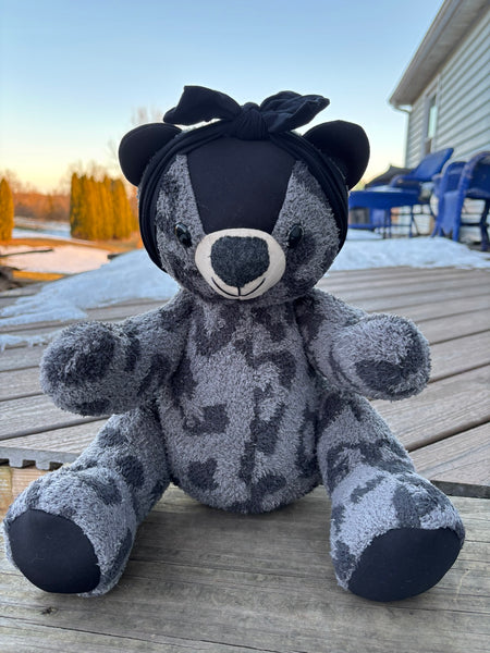 Memory Bear with Movable Arms and Legs, Memorial Gift Made from Loved One's Clothing, Embroidery Options