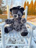 Memory Bear with Movable Arms and Legs, Memorial Gift Made from Loved One's Clothing, Embroidery Options