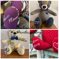 Memory Bear with Handwriting from Loved Ones, Made from Clothing, Memorial Keepsake, Remembrance Gift