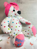 Keepsake Memory Bear: 18 Inch Teddy Bear Made from Baby Clothes, Embroidered Name