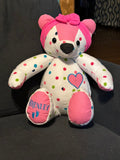 Keepsake Memory Bear: 18 Inch Teddy Bear Made from Baby Clothes, Embroidered Name