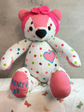 Keepsake Memory Bear: 18 Inch Teddy Bear Made from Baby Clothes, Embroidered Name