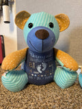 Birth Weight Keepsake Bear: Weighted Memory Bear Made From Baby Clothes