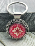 Red Damask Key Chain, Car Key Holder