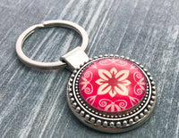 Red Damask Key Chain, Car Key Holder