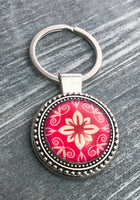 Red Damask Key Chain, Car Key Holder