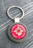 Red Damask Key Chain, Car Key Holder