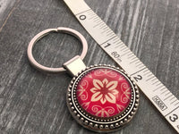 Red Damask Key Chain, Car Key Holder