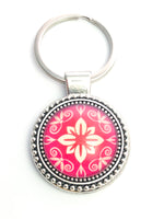 Red Damask Key Chain, Car Key Holder