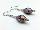 Purple Speckled Earrings, French Hook Ear Wire