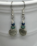 Antique Sun Dangle Earrings | French Hook Wire Earrings