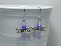 Dragonfly Earrings- Beaded Earrings- French Hook Wire Earrings