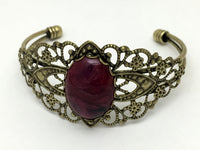 Filigree Bangle Bracelet | Swirling Magenta Adjustable Cuff Bracelet