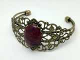 Filigree Bangle Bracelet | Swirling Magenta Adjustable Cuff Bracelet