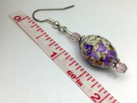 Purple Speckled Earrings, French Hook Ear Wire