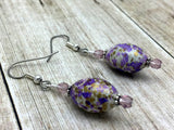 Purple Speckled Earrings, French Hook Ear Wire