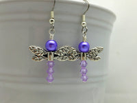 Dragonfly Earrings- Beaded Earrings- French Hook Wire Earrings