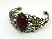 Filigree Bangle Bracelet | Swirling Magenta Adjustable Cuff Bracelet