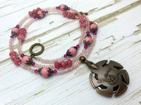 Pink Yarn Cutter Pendant Necklace | Gift for Knitters | Clover Cutter