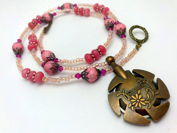 Pink Yarn Cutter Pendant Necklace | Gift for Knitters | Clover Cutter