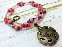 Pink Yarn Cutter Pendant Necklace | Gift for Knitters | Clover Cutter