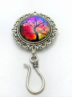 Magnetic Sunset Tree Knitting Pin For Portuguese Knitters, Tree of Life Brooch