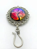 Magnetic Sunset Tree Knitting Pin For Portuguese Knitters, Tree of Life Brooch