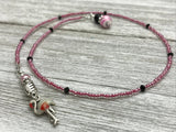 Pink Flamingo Bookmark, Book Thong, Beaded Bookmark, Reading Gift