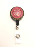 Mandala Retractable Badge Reel, Magnetic or Clip on Name Tag Holder