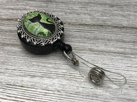 Black Cat Retractable Badge Reel, Identification Holder, Choose Clip on or Magnetic