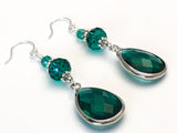 Emerald Green Earrings with French Hook Wires, Teardrop Earring