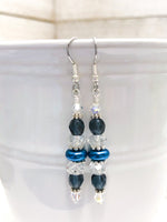 Crystal and Pearl Dangle Earrings with Surgical Steel French Hook Wires