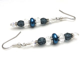 Crystal and Pearl Dangle Earrings with Surgical Steel French Hook Wires