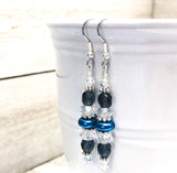 Crystal and Pearl Dangle Earrings with Surgical Steel French Hook Wires