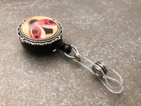 Ladybug Retractable Badge Reel, Magnetic or Clip On Id Holder