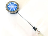 Magnetic Badge Reel for Your Work ID, Teacher Gift, Floral Fractal Design