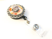 Bunny Rabbit Magnetic Badge Reel,  Retractable Badge Holder, Clip On or Magnetic