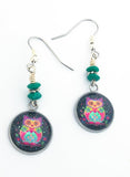 Owl Dangle Earrings with French Hook Wires