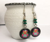 Owl Dangle Earrings with French Hook Wires