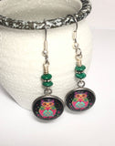 Owl Dangle Earrings with French Hook Wires