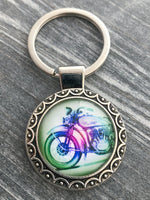 Vintage Motorcycle Keychain, Key Fob for Men, New Driver Gift, Father&#39;s Day Gift