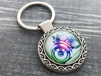 Vintage Motorcycle Keychain, Key Fob for Men, New Driver Gift, Father&#39;s Day Gift
