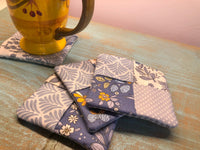 Fabric Coasters, Set of 4 Drink Coasters, Rug for Coffee Cup, House Warming Gift