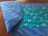 Quilted Table Runner, 13x42" Dragonfly Table Quilt for Coffee or Dining Table, Reversible Decor