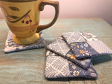 Fabric Coasters, Set of 4 Drink Coasters, Rug for Coffee Cup, House Warming Gift